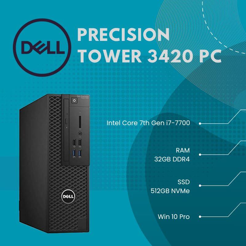 Dell Precision 3420 SFF PC Intel i7-7700 7th Gen 32GB DDR4 512GB
