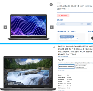 Comparision between two laptop prices
