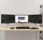 PC Workstation with 3 monitor setup and compact i5 12th Gen PC – All Included