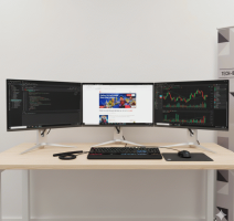 PC Workstation with 3 monitor setup and compact i5 12th Gen PC – All Included